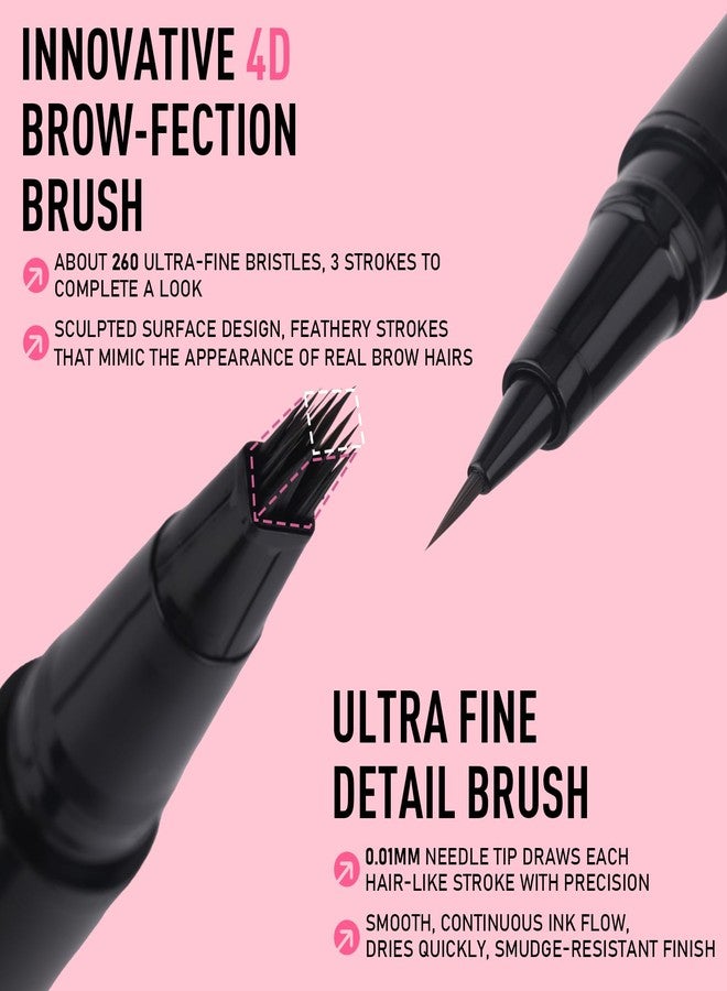 SUSIKEKI Dual Ended Microblading Eyebrow Pen - 2 in 1 Liquid Eyebrow Pencil with Brow-Fection Angled Brush & Precise Detail Brush-Tip, Shapes & Fills HairLike Looking Brows, Lasts All-Day, Soft Black - Image 2